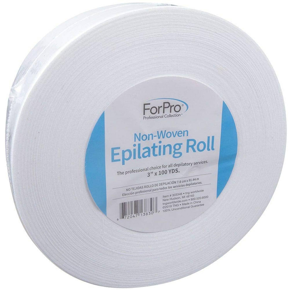 Non-woven epilating roll, white wide roll with center label
