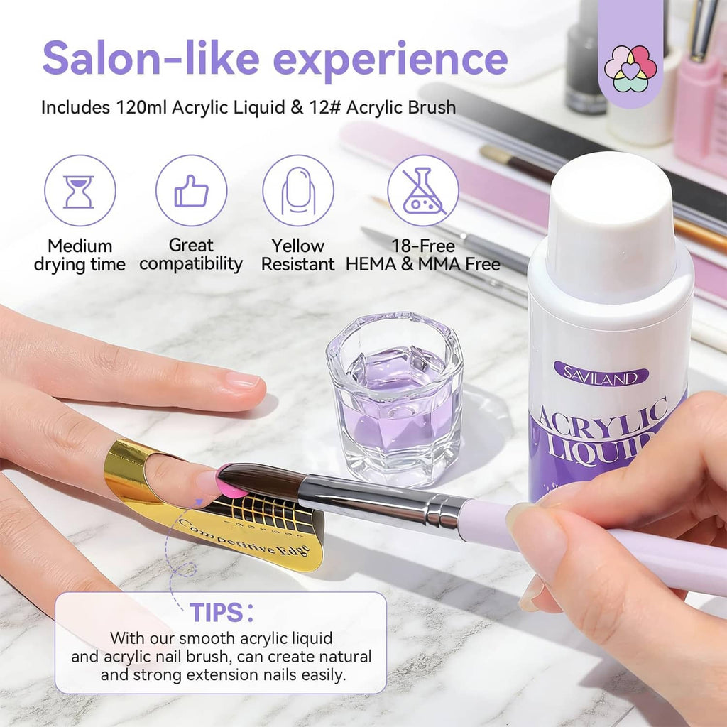 SAVILAND acrylic liquid bottle with purple label and acrylic brush