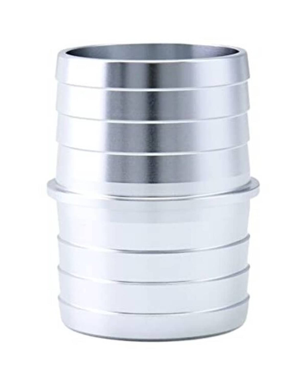Aluminum hose barbed fitting, smooth flared top with ribbed connector rings