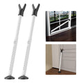 Adjustable white door security bar, black base and yoke, 2-pack for door jamming