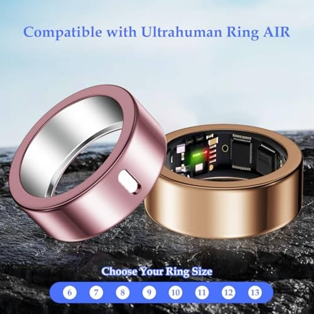 Rose gold ring cover with clear outer lens and inner charging contacts