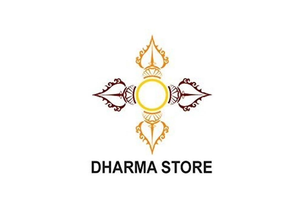 Dharma Store logo with orange ornamental emblem and centered text