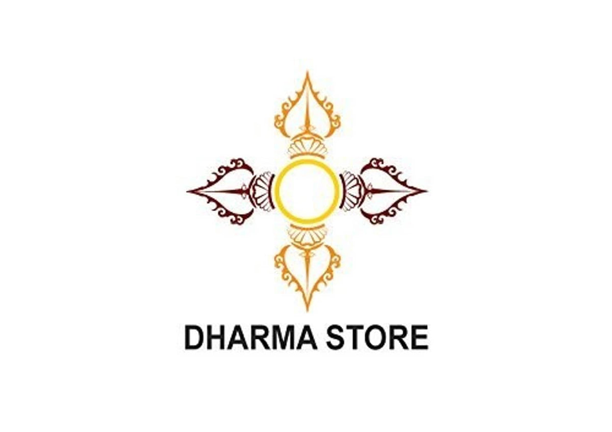 Dharma Store logo with orange ornamental emblem and centered text