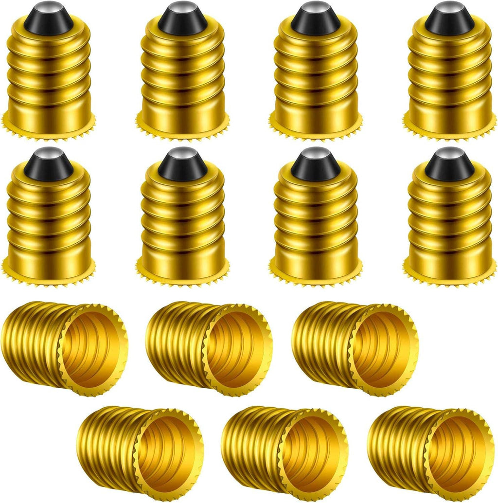 Bulk set of gold E14 to E12 lamp adapter converters with ribbed metal housing
