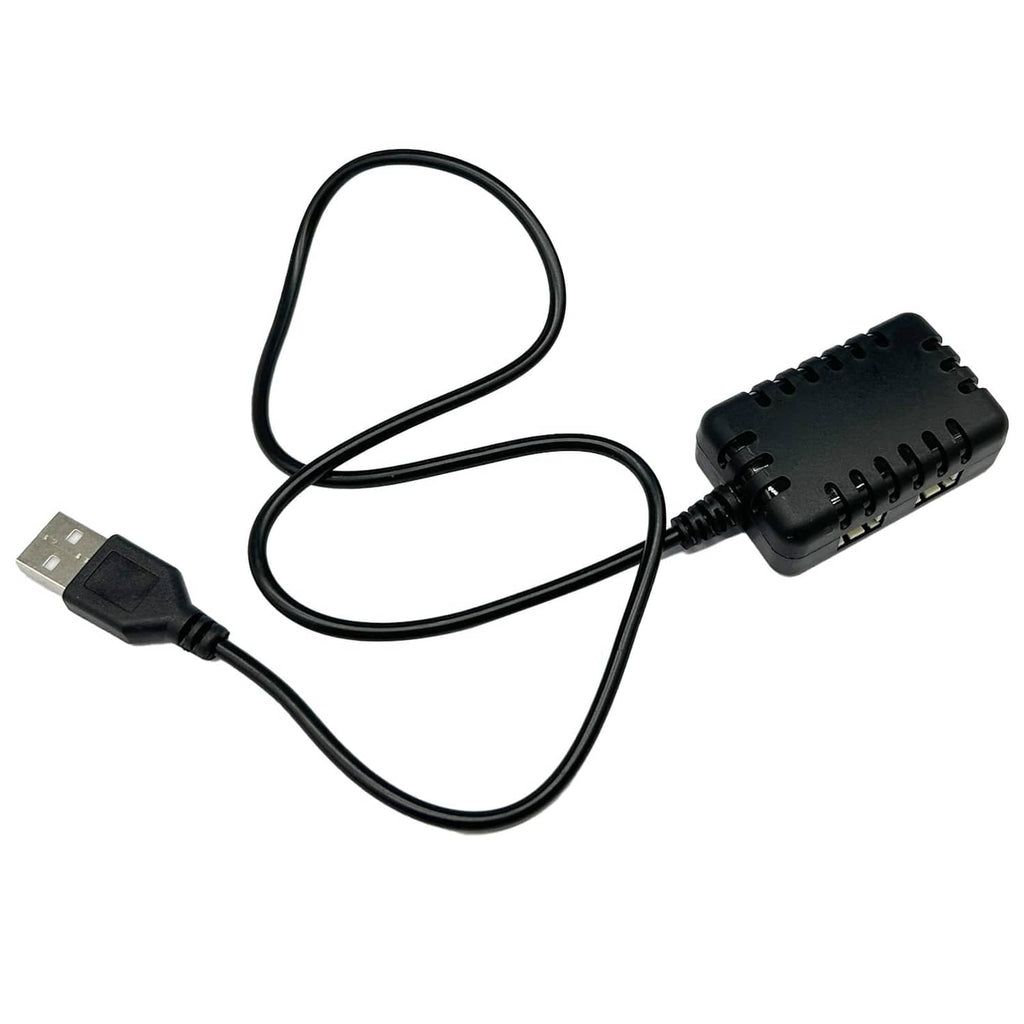 Black LiPo charger cable set with USB-A connector and balance charging block
