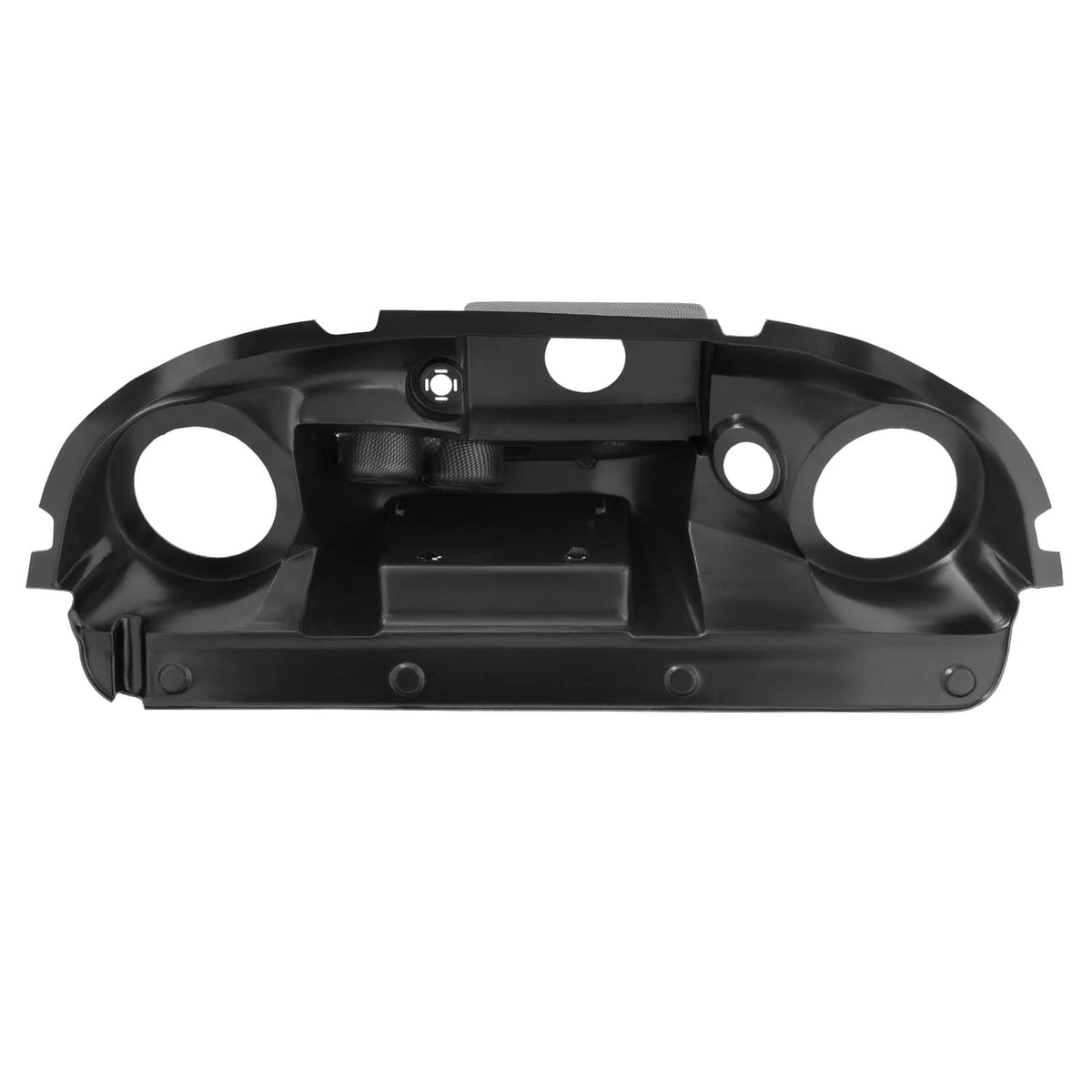Golf cart dashboard cover base, carbon-fiber style black with speaker and radio cutouts