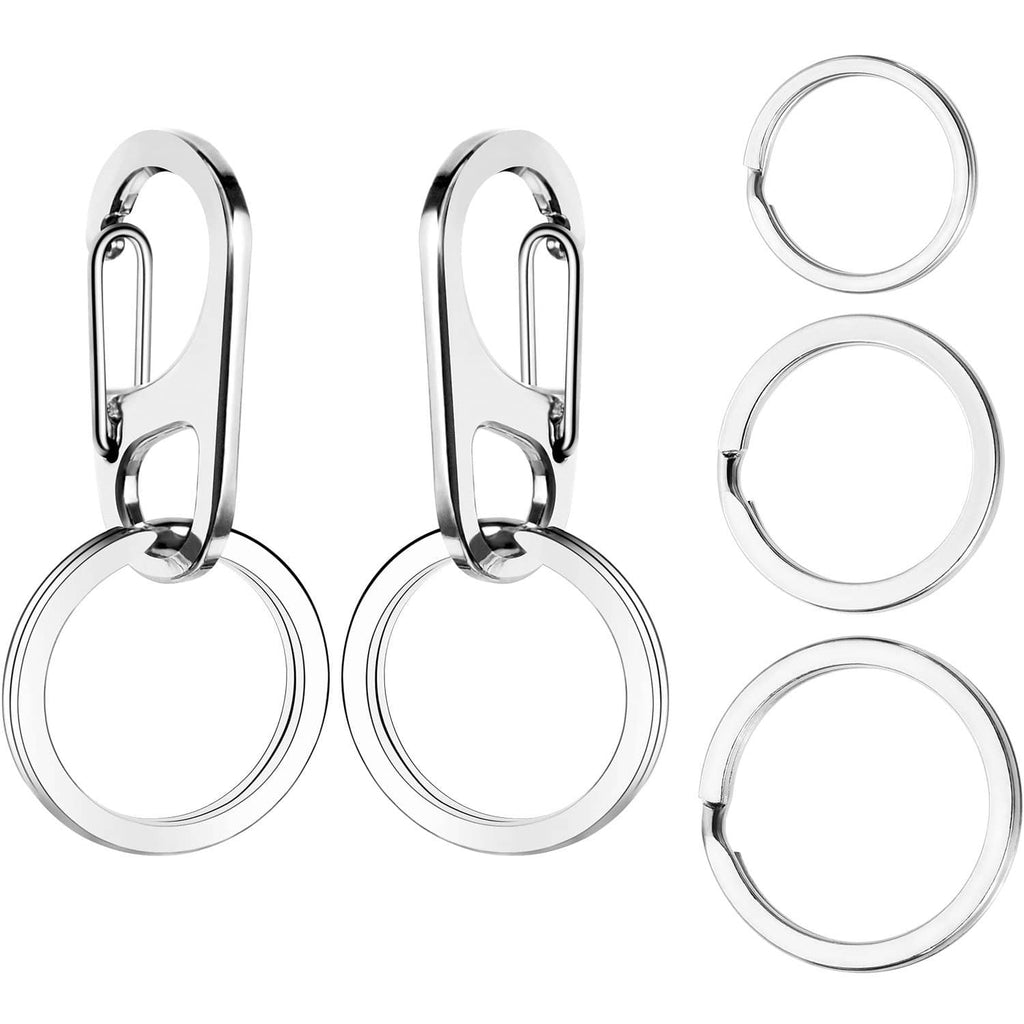 Stainless steel dog ID tag clips with round rings, three-pack