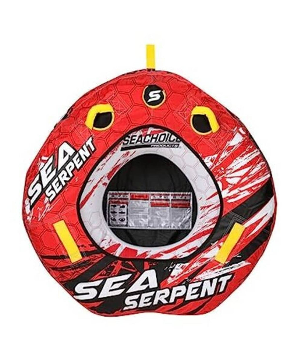 Red Sea Serpent open-top towable tube, front view with reinforced inner rim