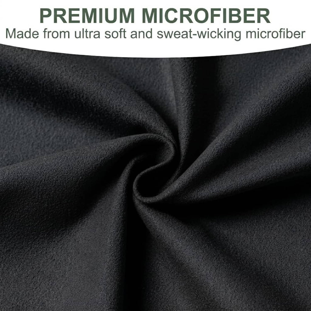 Black microfiber towel fabric close-up with smooth, soft texture