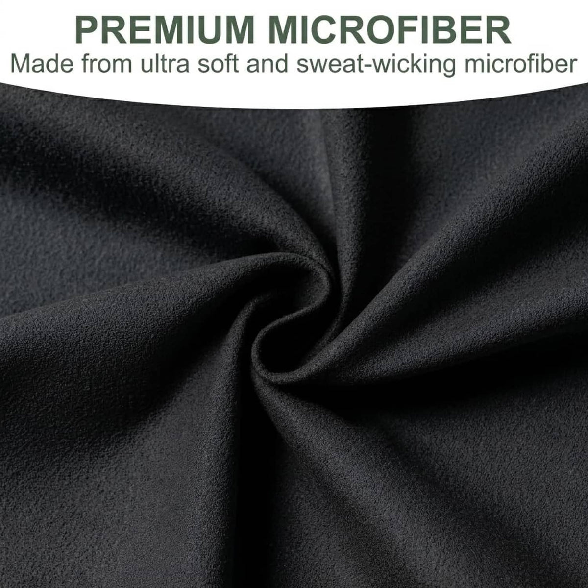 Black microfiber towel fabric close-up with smooth, soft texture