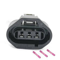 3-pin throttle sensor connector plug with gray housing, black interior, and pink terminals