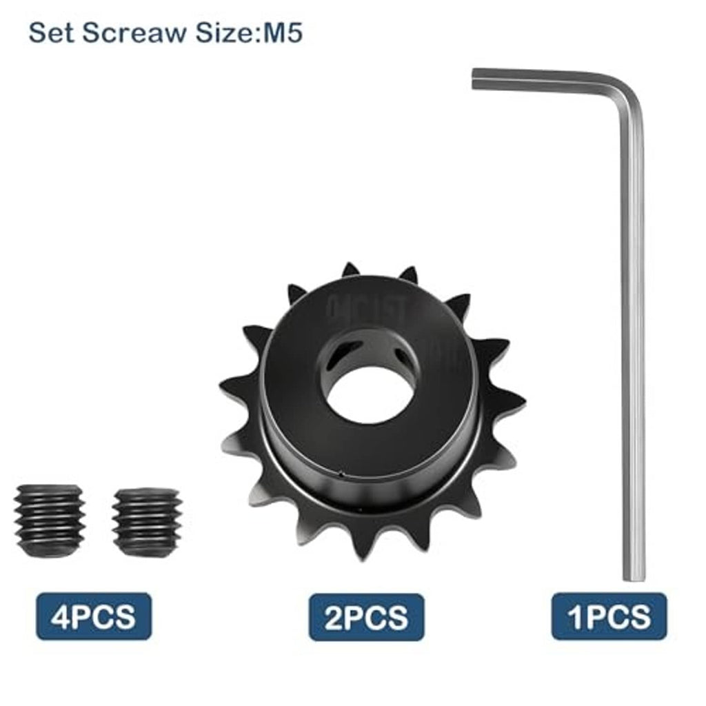 Black 15-tooth roller sprocket set with Allen wrench and mounting screws
