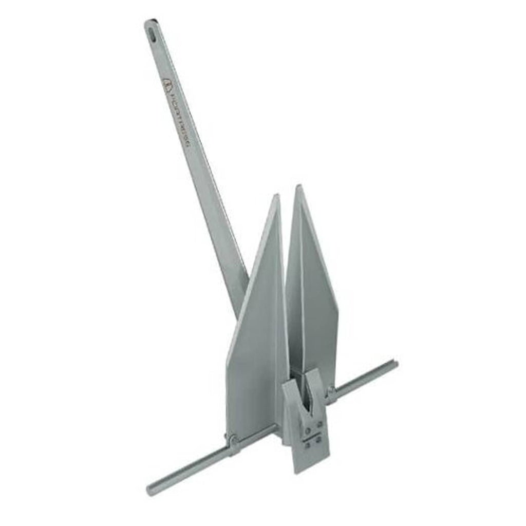 FX-7 4 lb anchor with long shank, two flukes, and mounting bracket