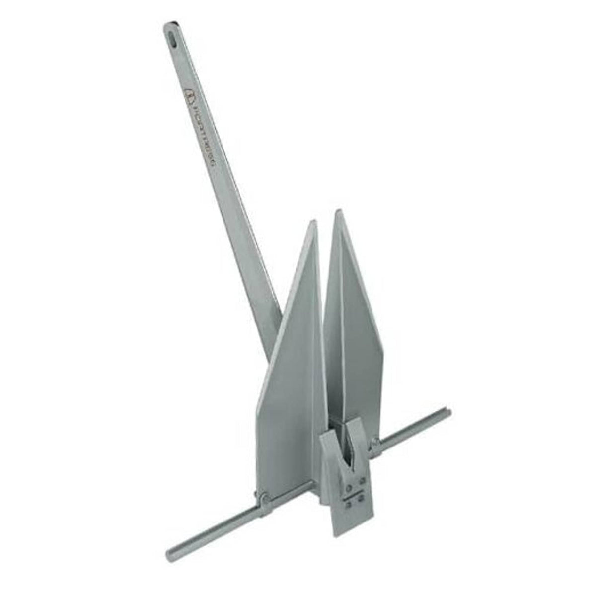 FX-7 4 lb anchor with long shank, two flukes, and mounting bracket