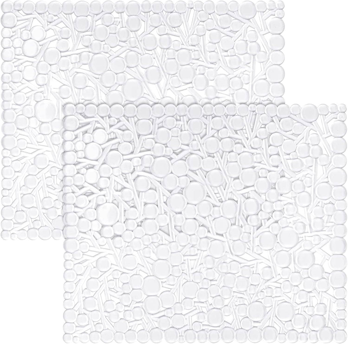 Square white PVC sink protector with raised circular bumps for grip