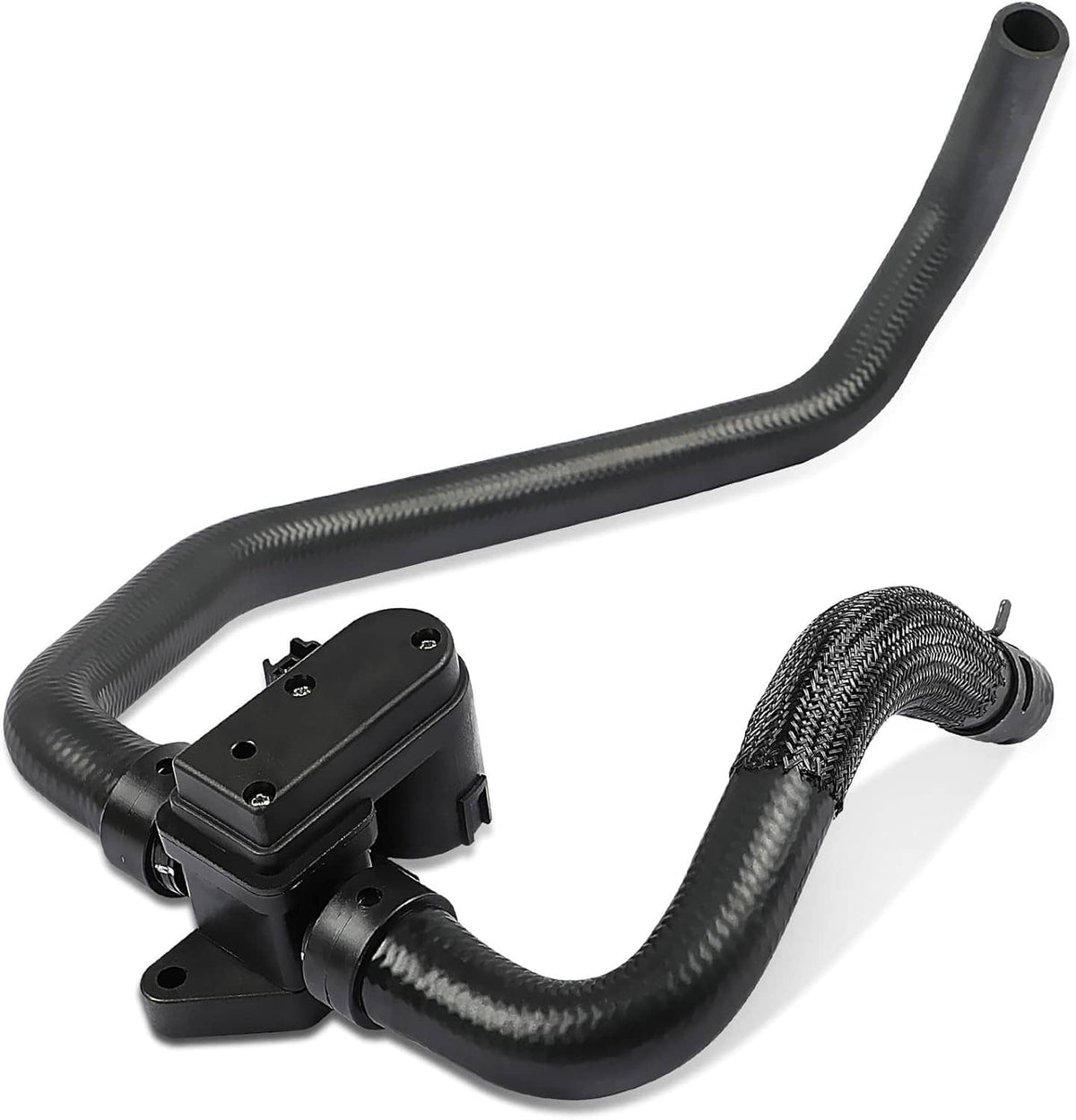HVAC heater inlet hose control valve assembly with black rubber hose and electrical module