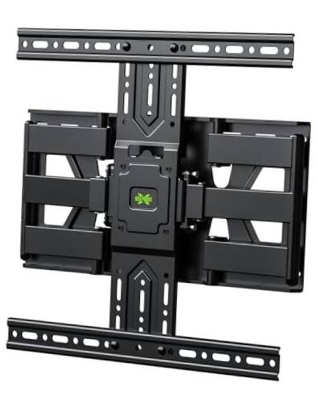 Black ultra-slim TV wall mount bracket with VESA plate and rail slots
