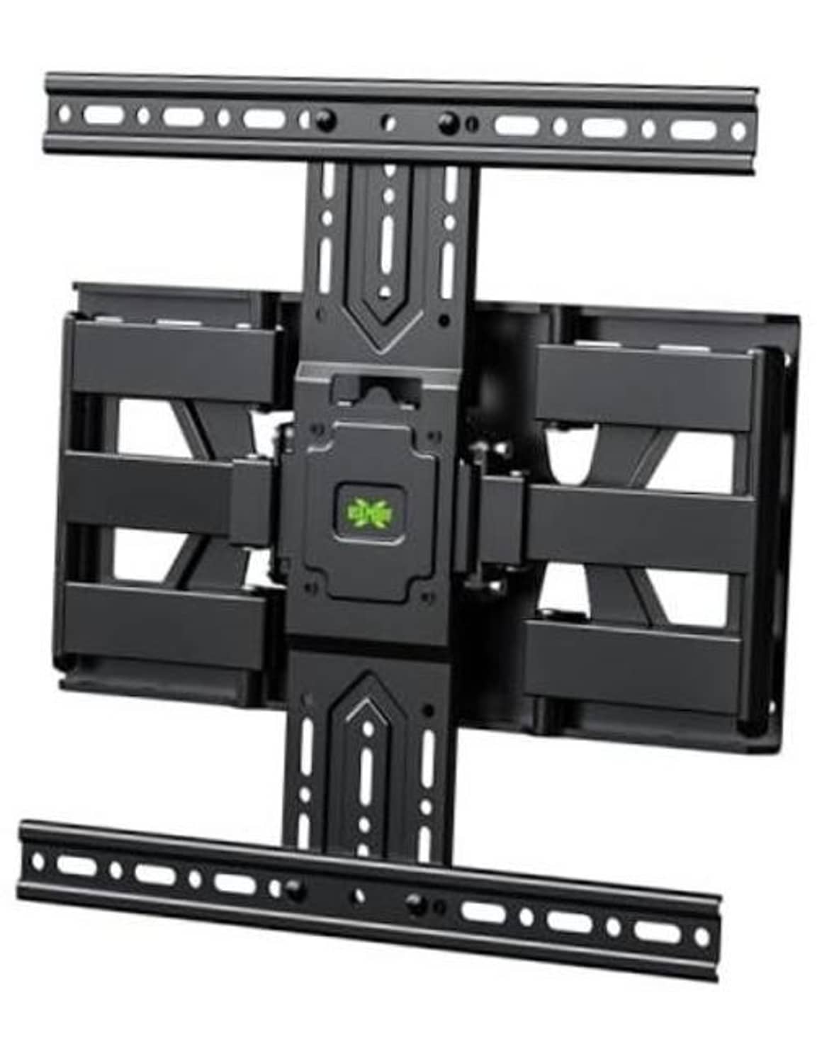 Black ultra-slim TV wall mount bracket with VESA plate and rail slots