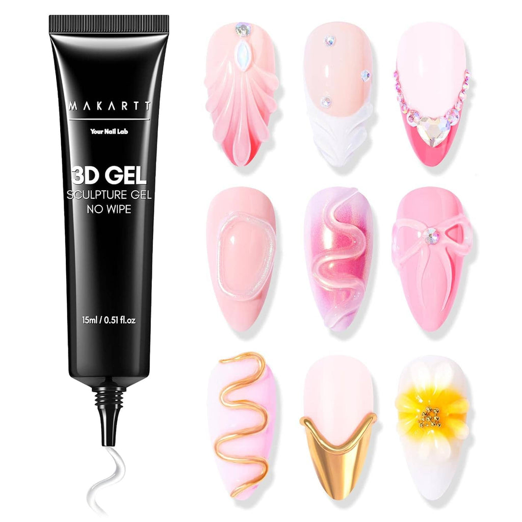 3D gel nail sculpting glue, black no-wipe tube with pointed nozzle