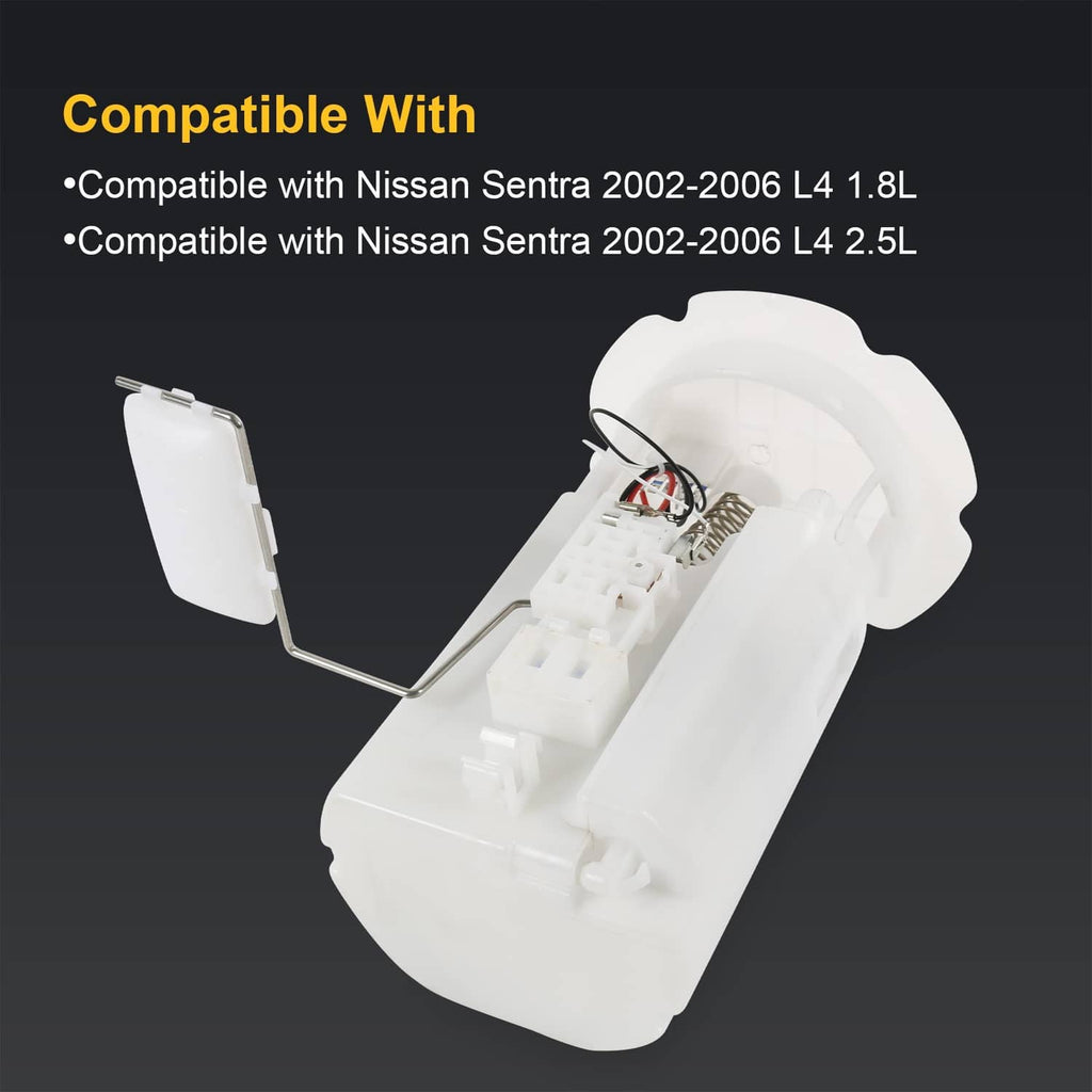 White fuel pump module assembly with angled metal arm and electrical connectors