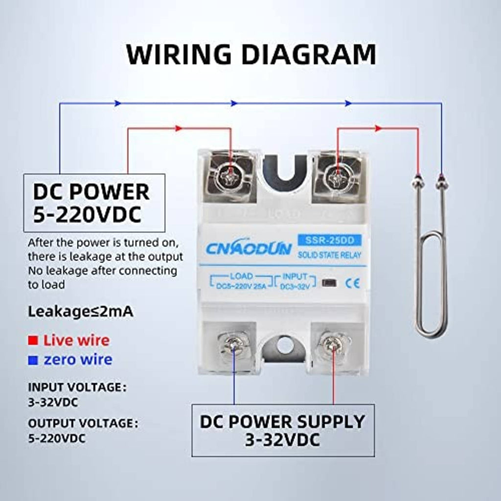 Solid state relay with terminal layout and DC power wiring on clear cover