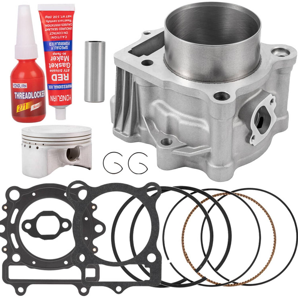 Engine cylinder block and piston kit with piston rings, gaskets, and circlips