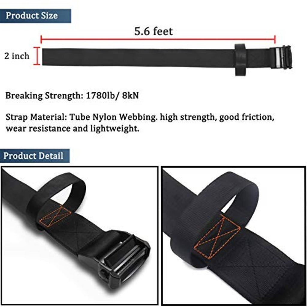 Black nylon tree strap, 5.6 ft length, with buckle and adjustable end