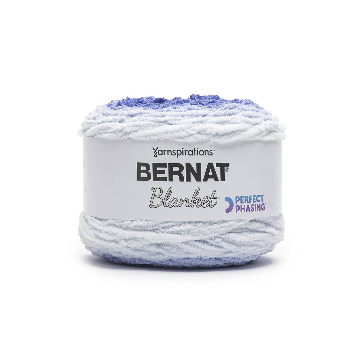 Bernat Blanket Perfect Phasing super bulky yarn cake, light blue ombre