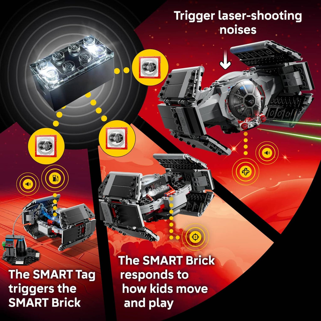 LEGO Star Wars TIE Fighter SMART Play model with illuminated brick and trigger details