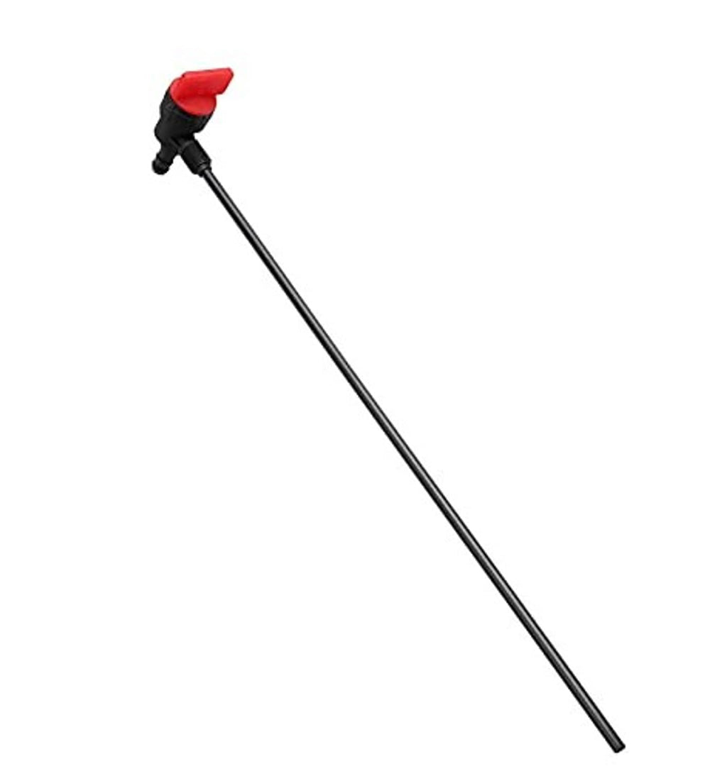 Fuel pickup tube with shut-off valve, black hose and red shut lever