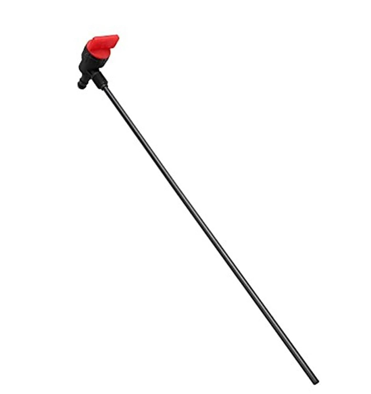 Fuel pickup tube with shut-off valve, black hose and red shut lever