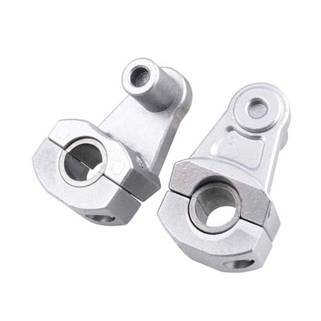 Pair of silver pivot handlebar risers with clamp ring openings