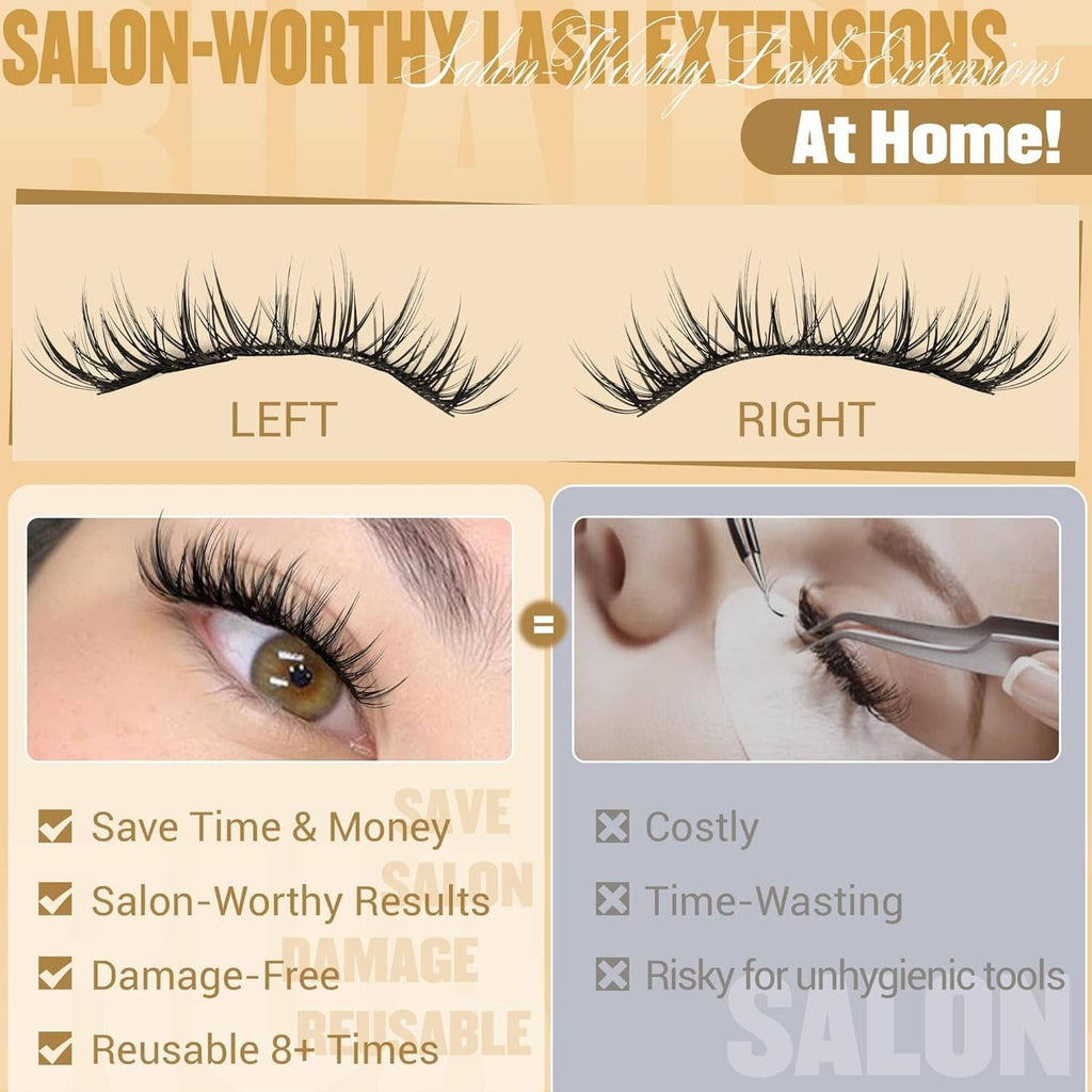 At-home lash clusters kit display with left and right lash application sets