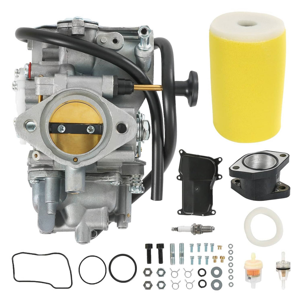 ATV carburetor with foam air filter, gaskets, and mounting parts kit