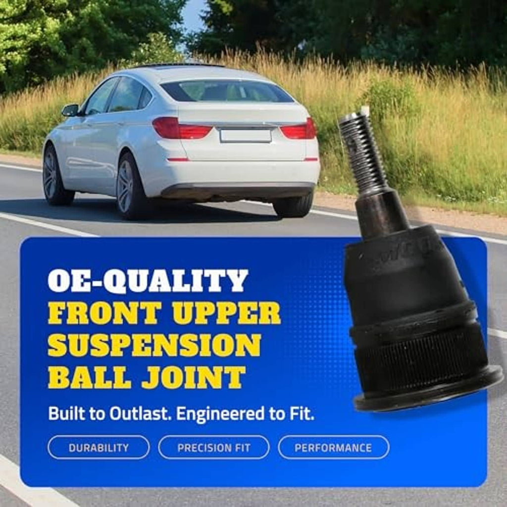 Front upper suspension ball joint with black rubber boot and threaded stud