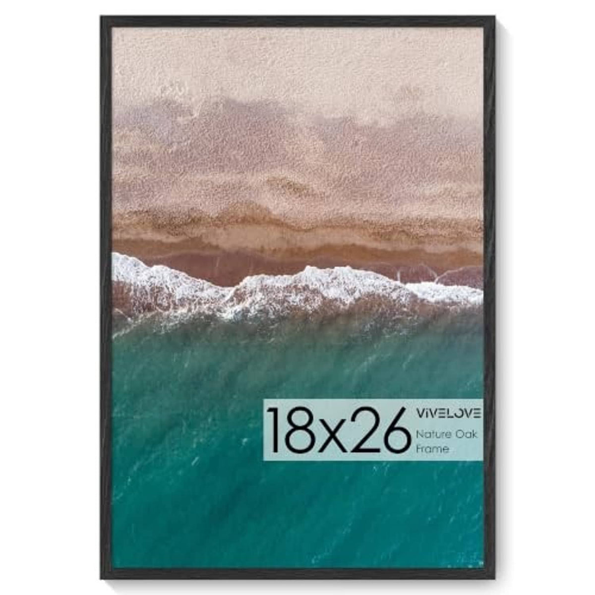 18x26 solid oak picture frame with dark border and clear glass front