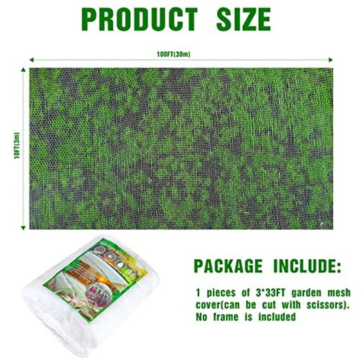 Ultra-fine mesh netting panel with size markings, 10 x 100 ft