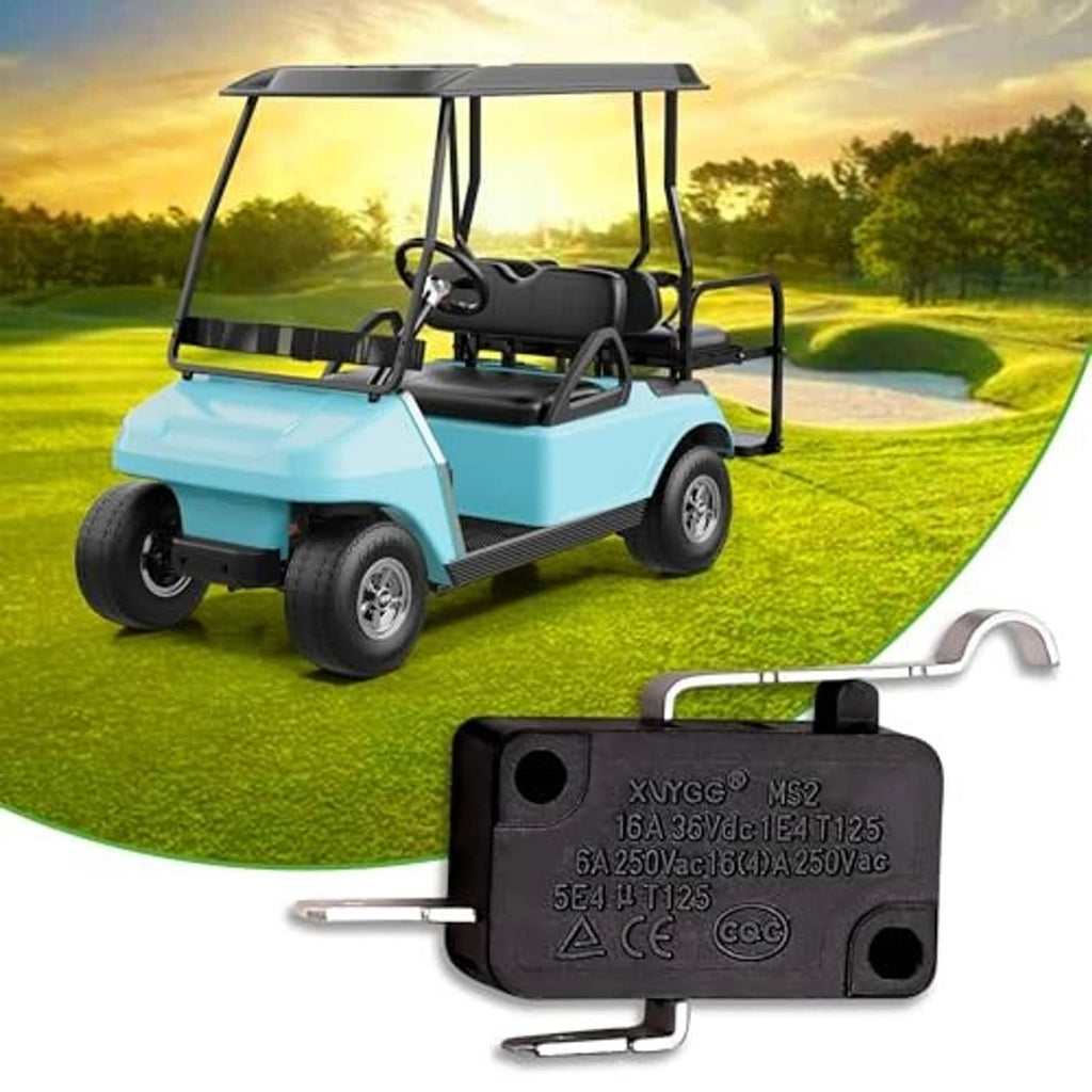 Single black micro switch with silver fork terminals and actuator lever, replacement part