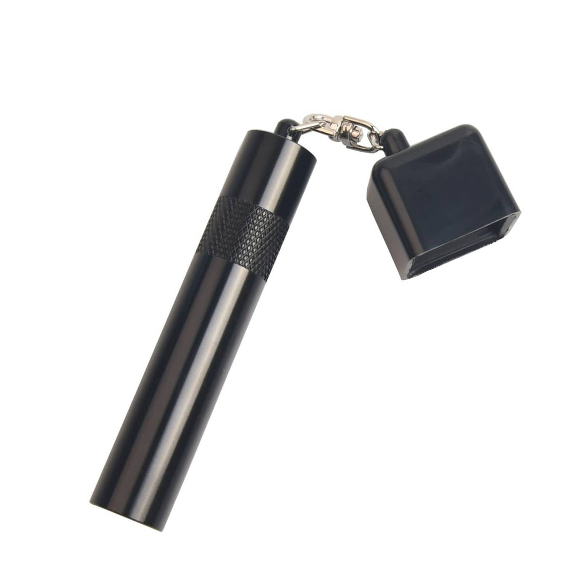 Black cue tip shaper with repair tool, cylindrical burnisher and hinged cover