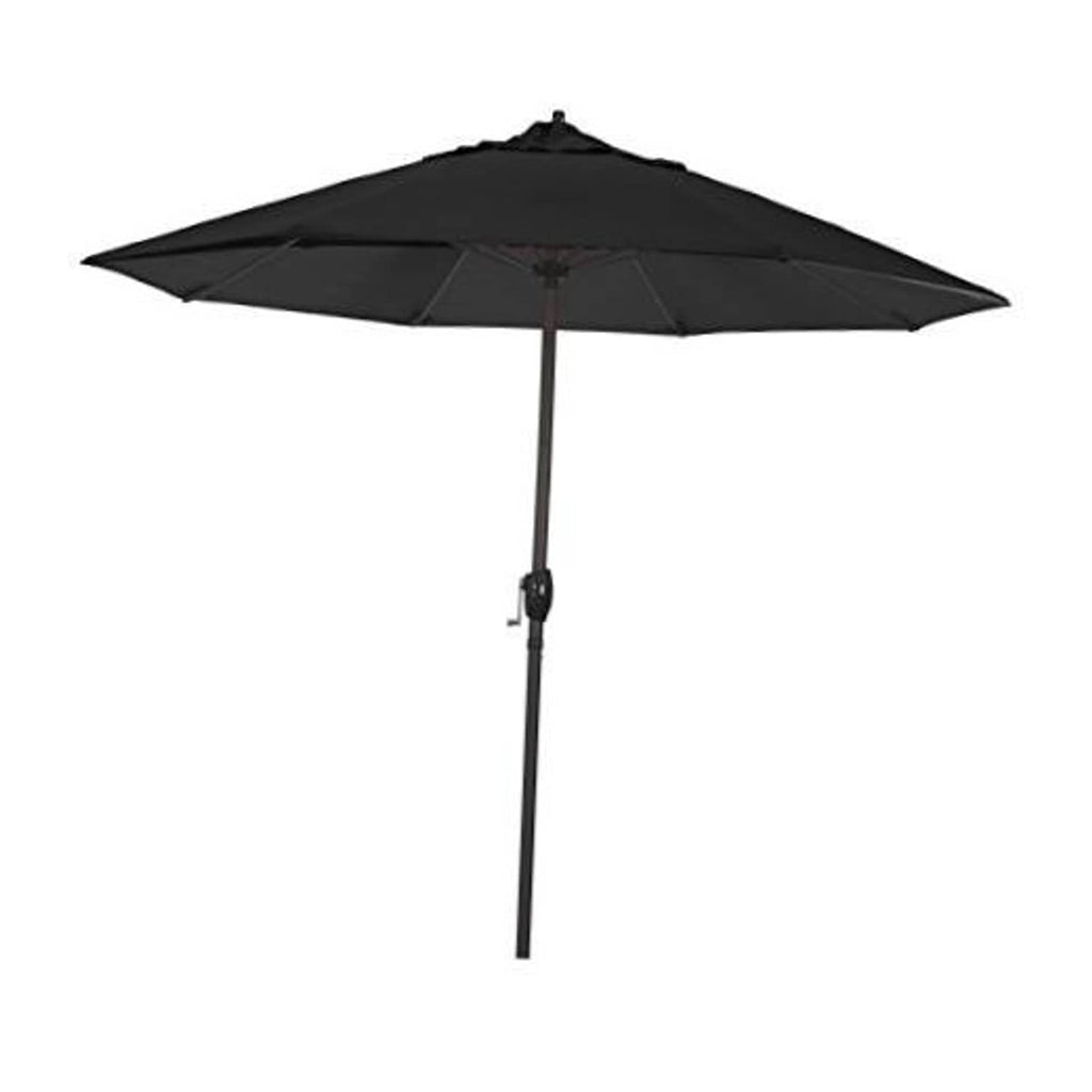 Black 9-ft outdoor patio umbrella with vented canopy and straight pole
