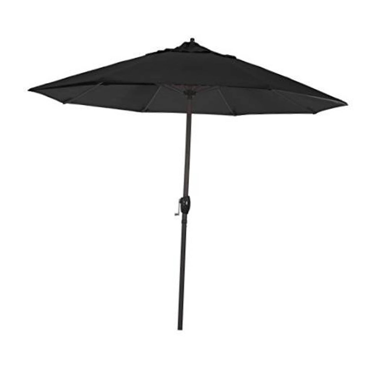 Black 9-ft outdoor patio umbrella with vented canopy and straight pole