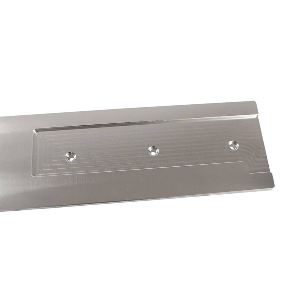 Aluminum billet tappet cover with brushed silver finish and three mounting holes