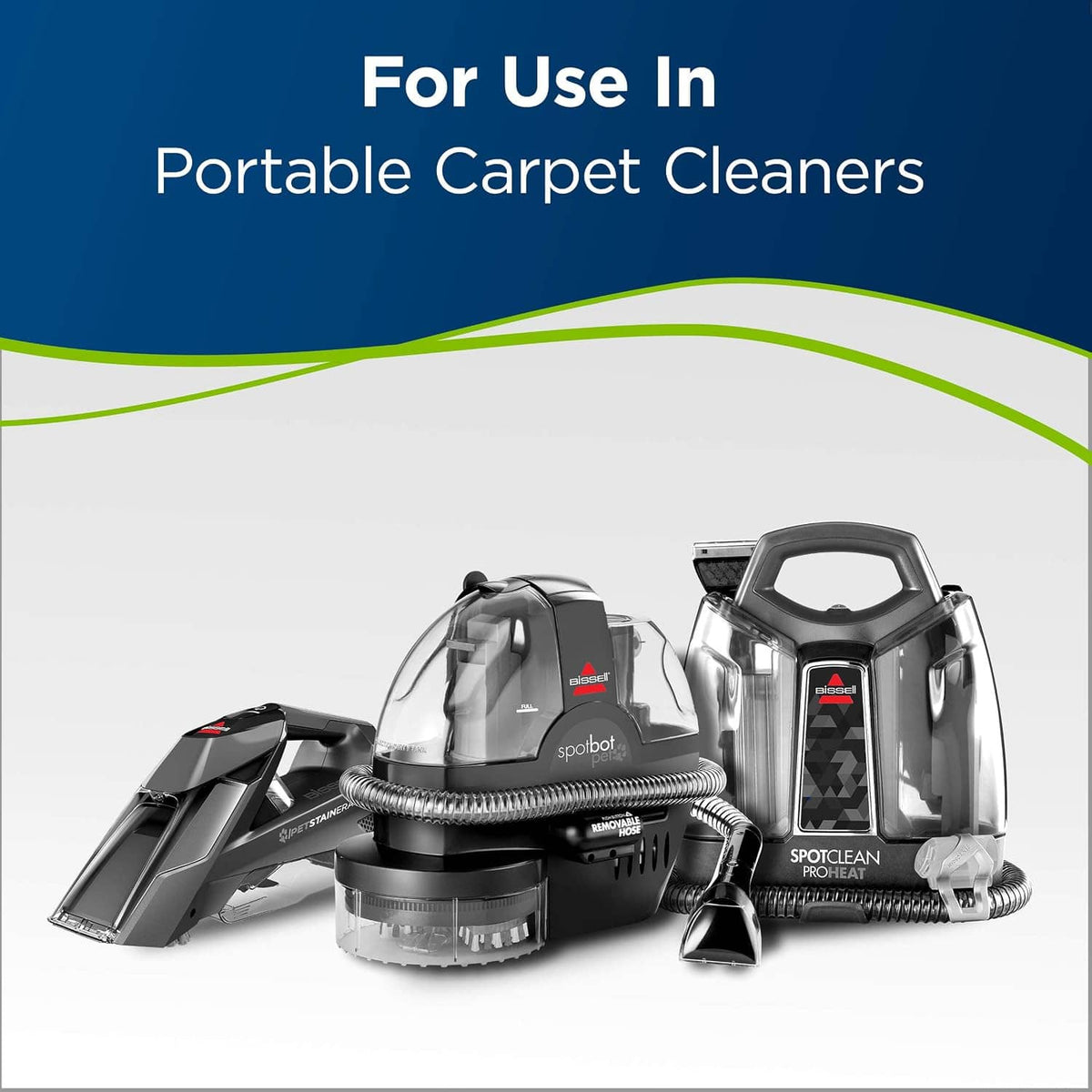 PET portable carpet cleaner devices shown for use in portable carpet cleaners
