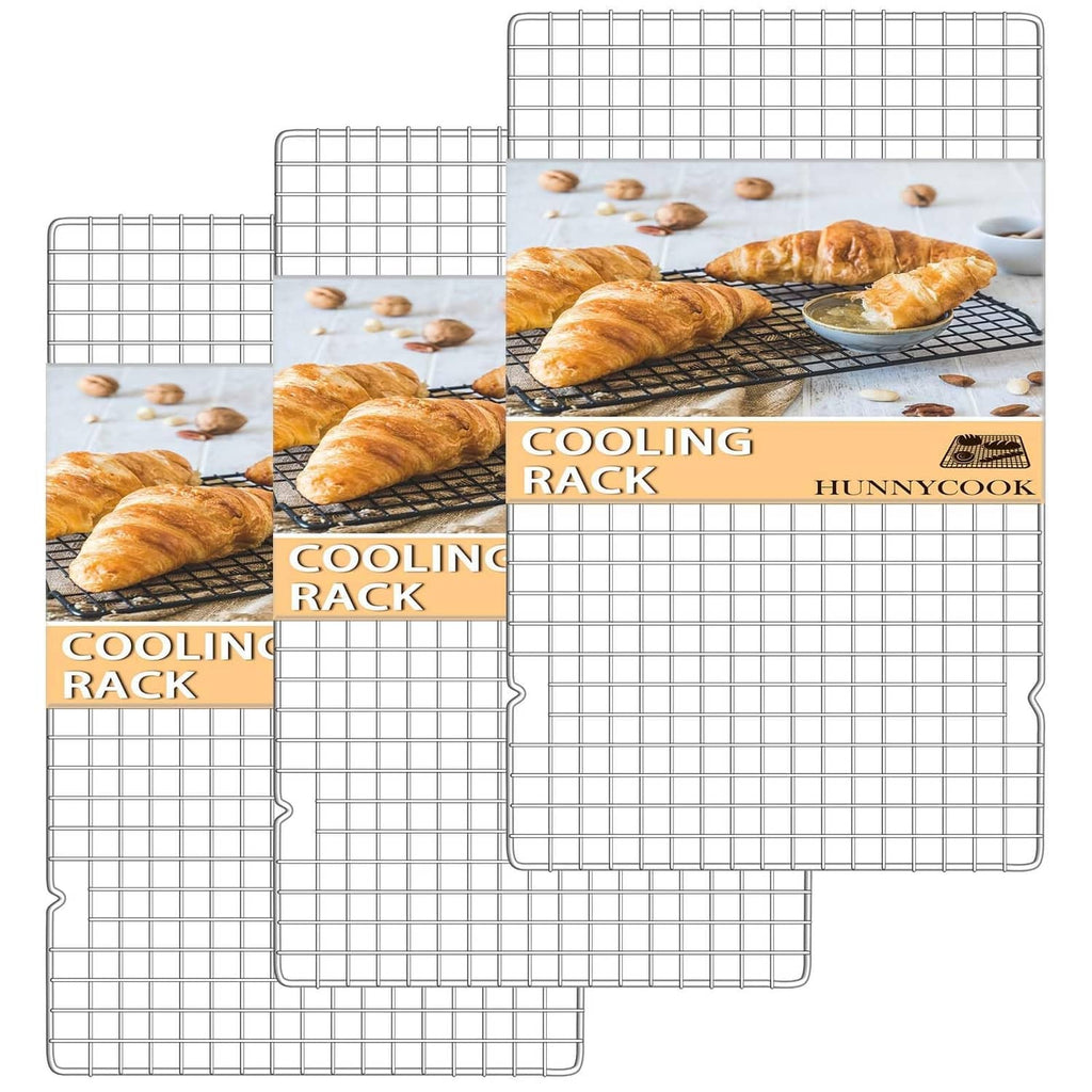 Silver cooling rack set for baking, 15.8 in x 9.8 in, with wire grid shelves