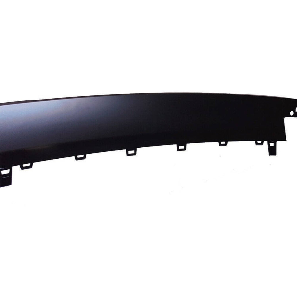 Matte black front bumper lower molding trim valance outer curve with fastener points