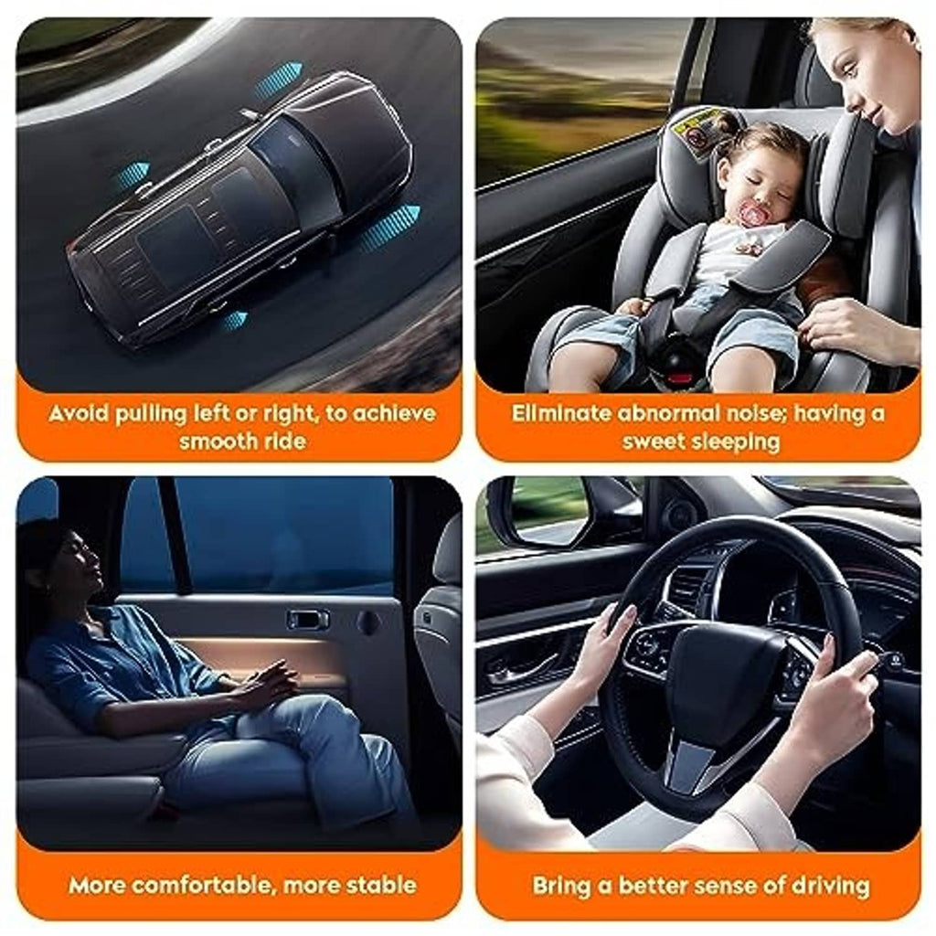 Suspension control arms kit promotional graphic showing car interior and driver