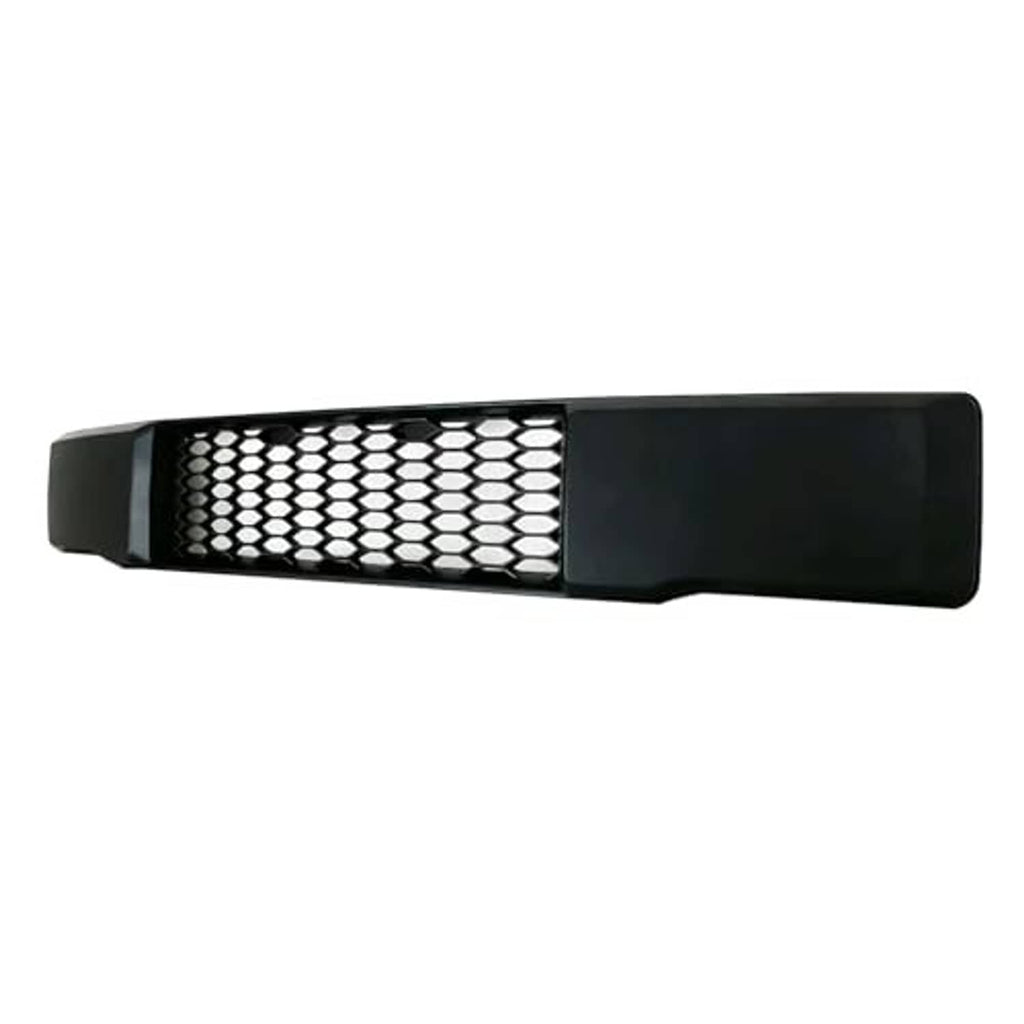 Rectangular black lower mesh grille insert with silver honeycomb panel