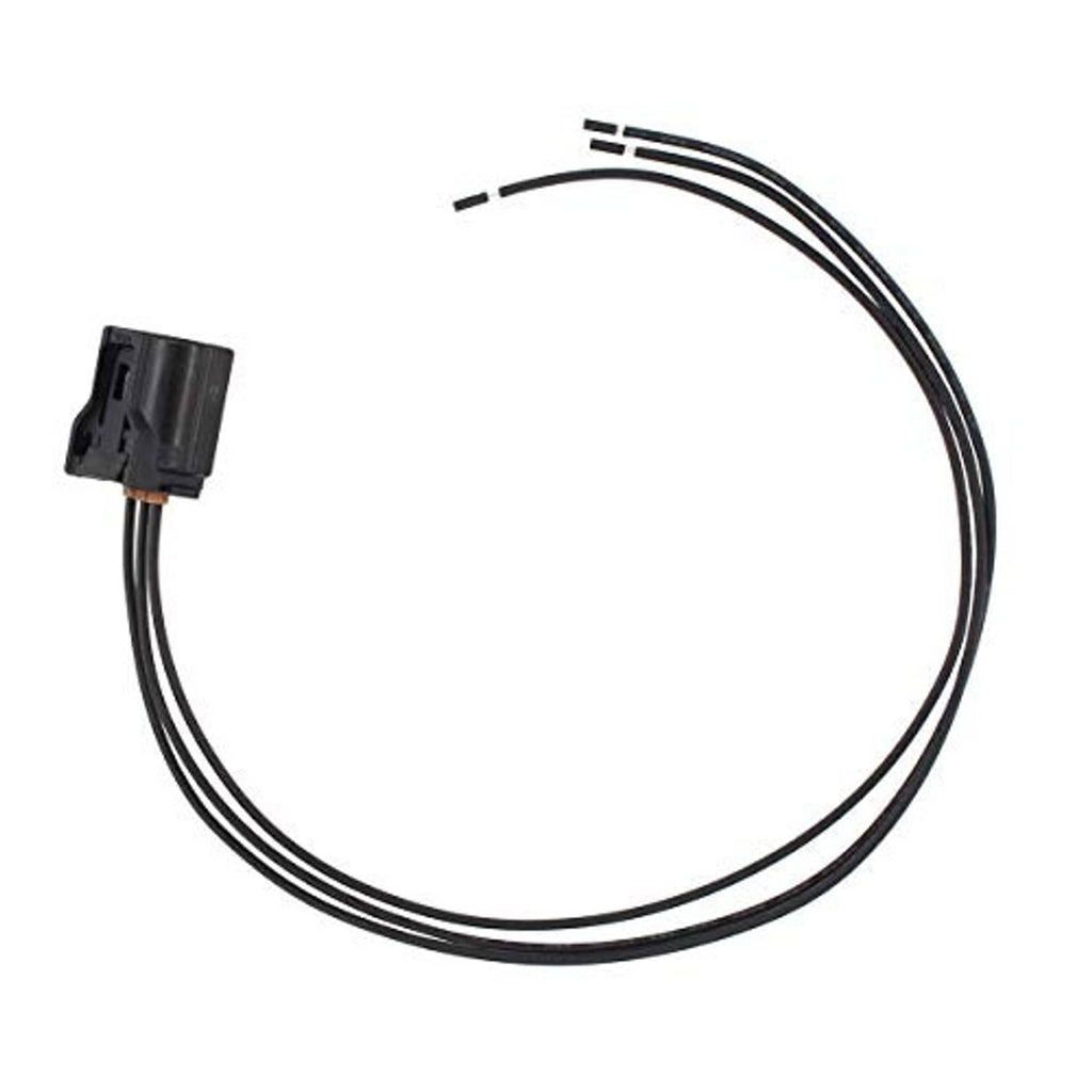 Camshaft position sensor pigtail harness with black connector and coiled wire leads