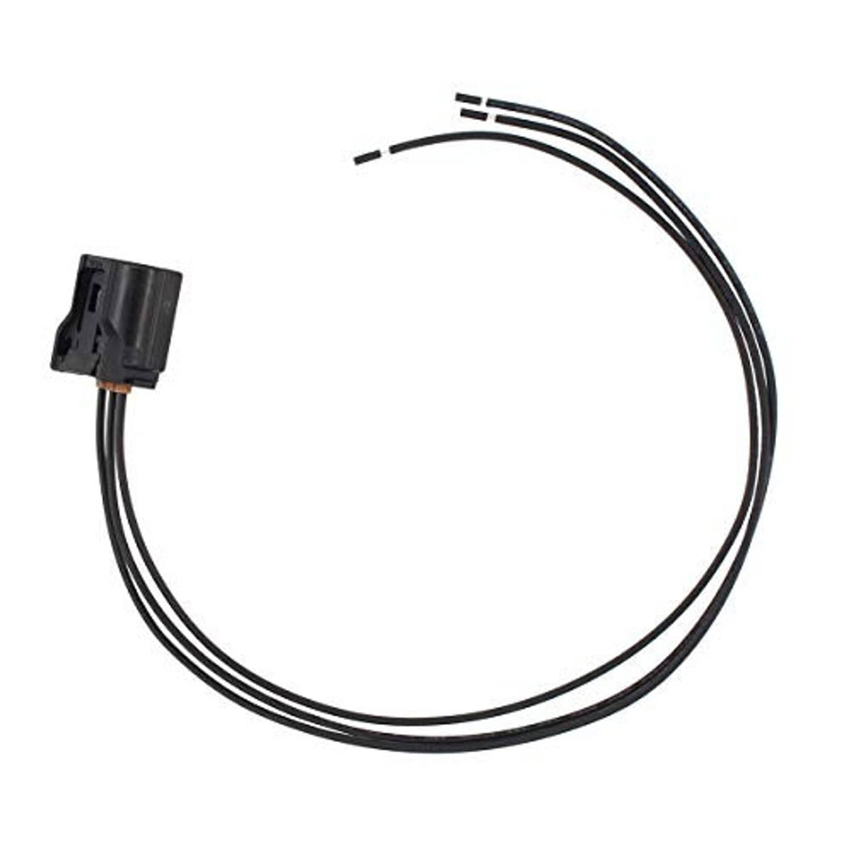 Camshaft position sensor pigtail harness with black connector and coiled wire leads
