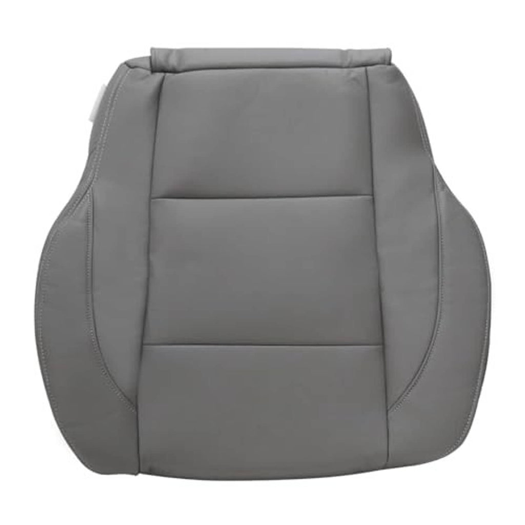 Gray front driver seat bottom replacement cover, front view with curved sides